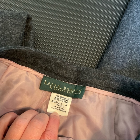 Harve Benard Woman’s Gray Wool Trousers Flat Front 8 Career Office Workwear - Picture 8 of 13